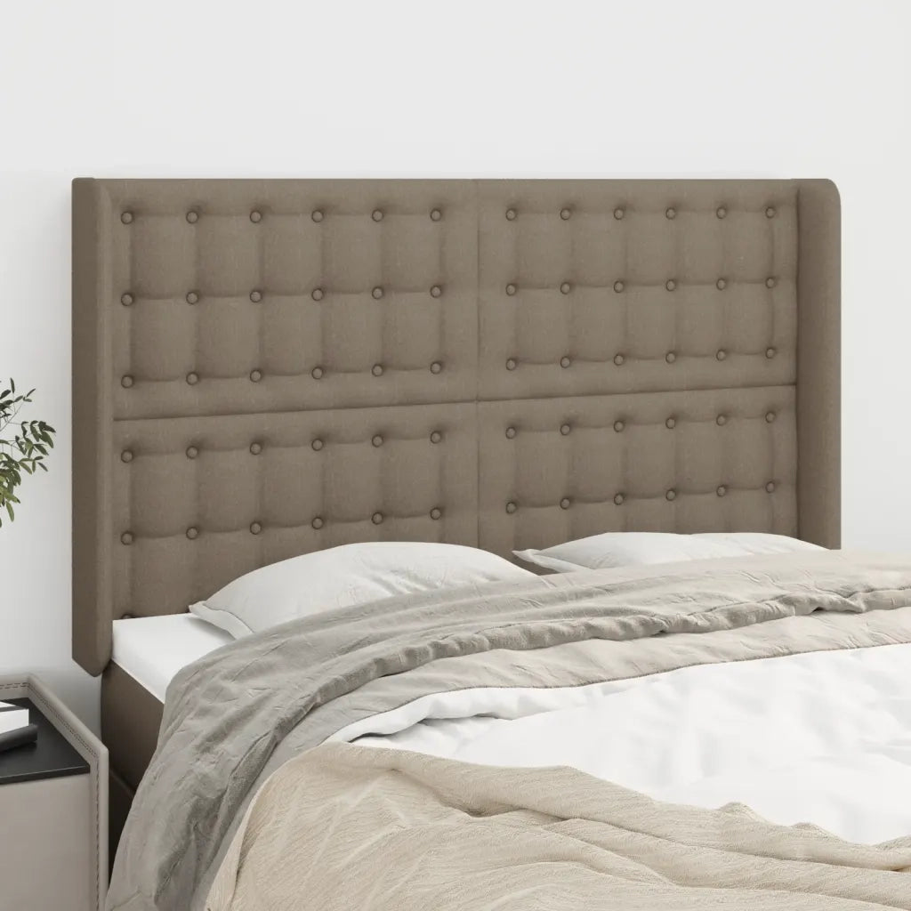 Testiera | Testata ad Orecchio Tortora 147x16x118/128 cm in Tessuto