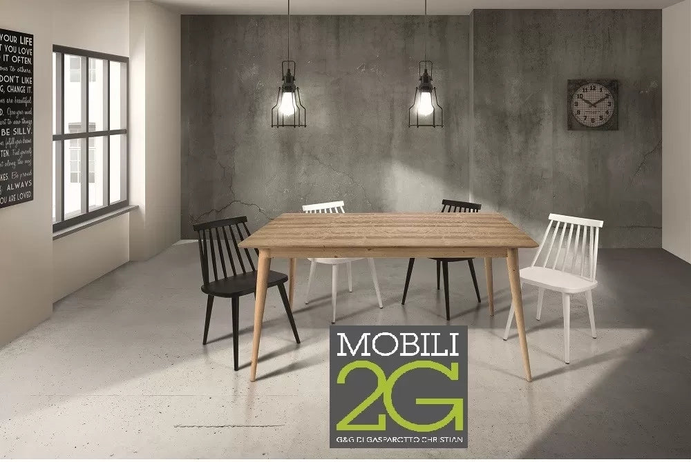 Tavolo allungabile in abete spazzolato naturale 160x85 (822) - Mobili 2G