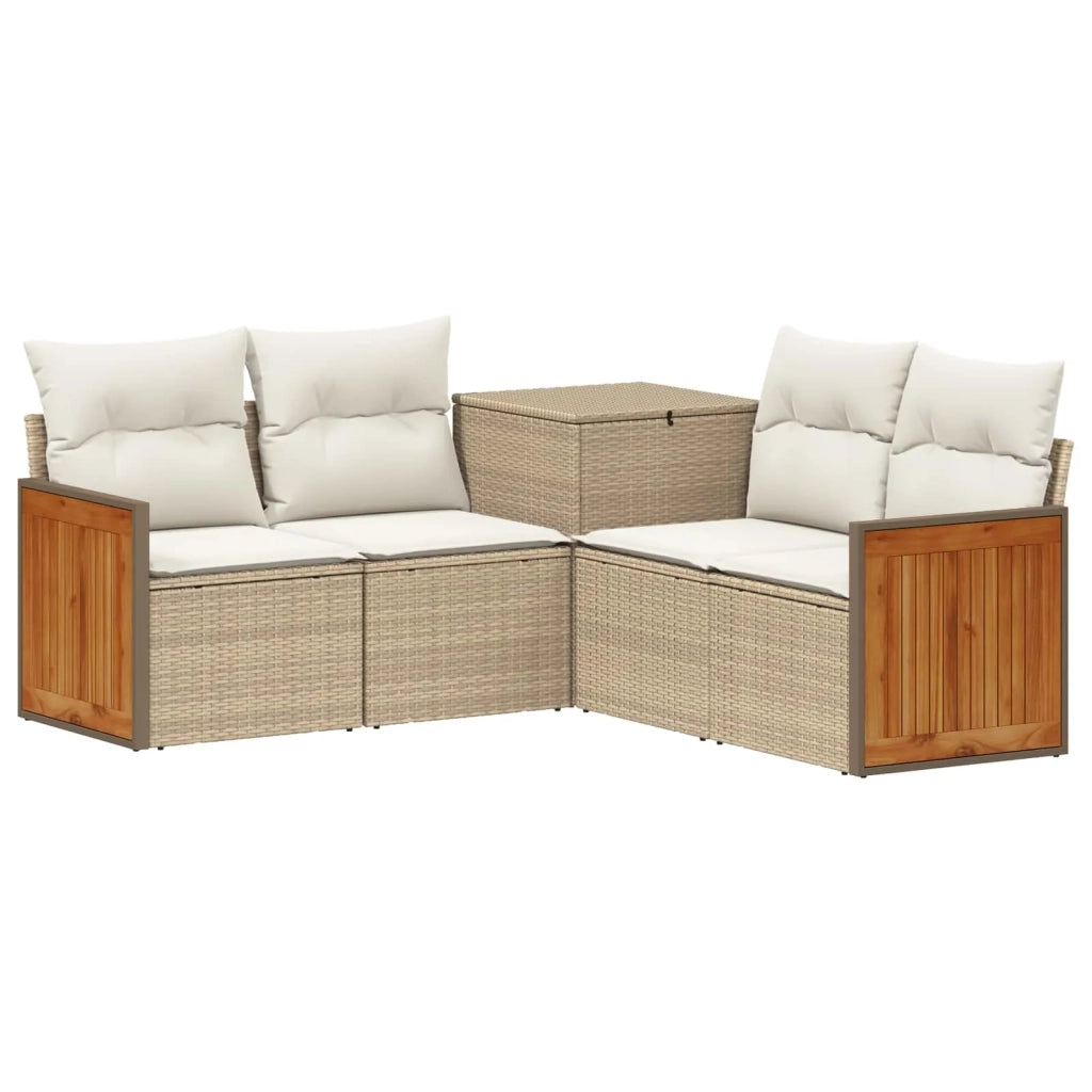 Set di divani 5 pz Beige e Bianco Crema 3447968