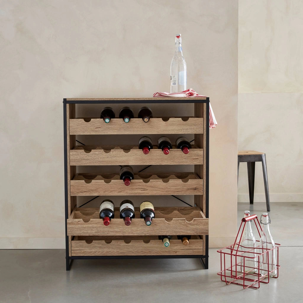 Mobile portabottiglie per vino, marrone naturale