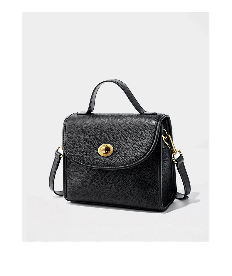Borsa a tracolla da donna in vera pelle, borsa a mano casual, borsa tote nera.