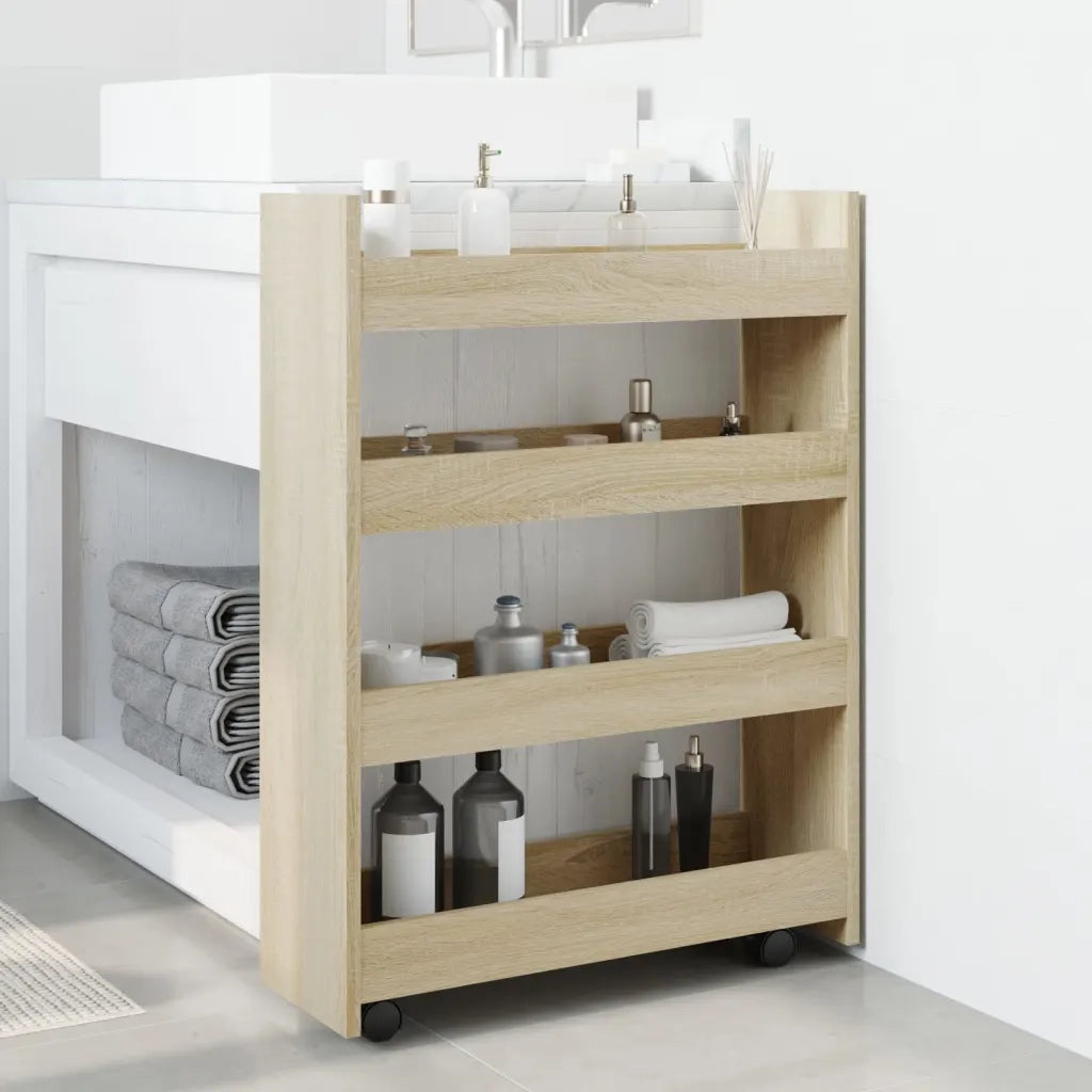 Carrello Stretto a 4 Livelli Rovere Sonoma in Truciolato CFW4937387