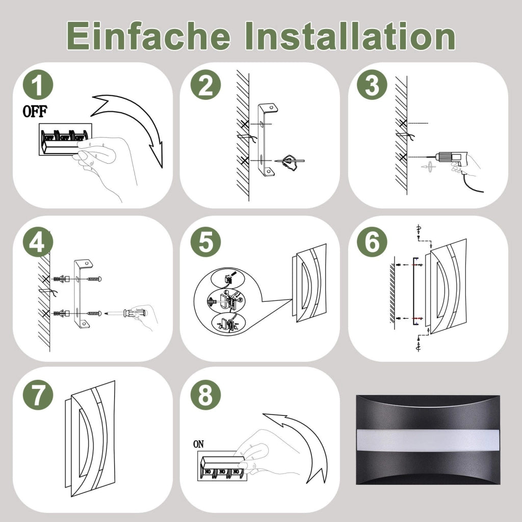 ZMH Lampada da Parete LED Nera Design Moderno 3000K 5W Illuminazione Verso l'Alto e Verso il Basso Applique
