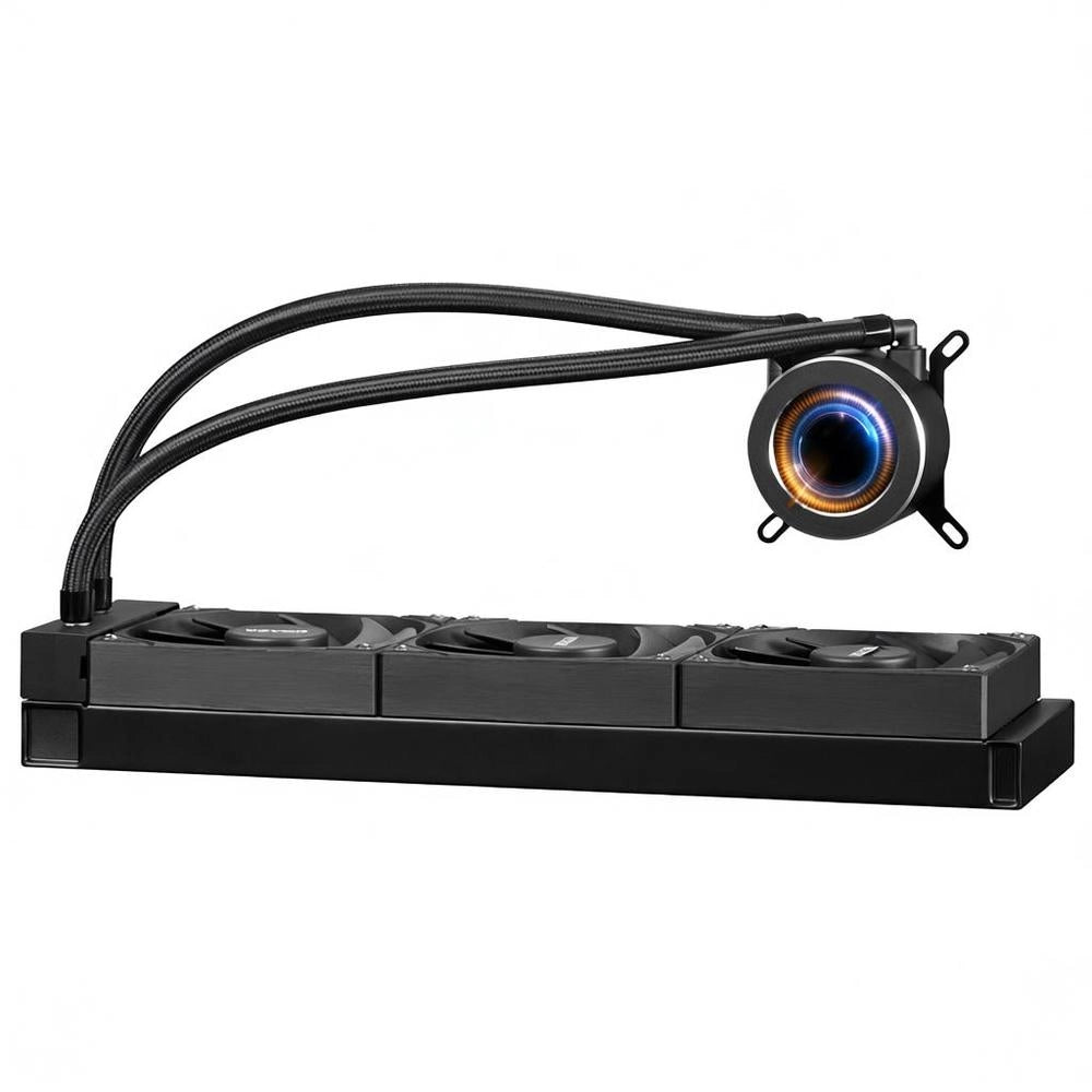 CPU Liquid Cooler, AIO CPU Water Cooler, 3x 120 Mm PWM Fans, Pump & 53 Mm LCD Display, Max. 2200 RPM CPU Cooler Fans, Compatible With Intel 115X/1366/2011/1700/1200, AMD AM4/AM5