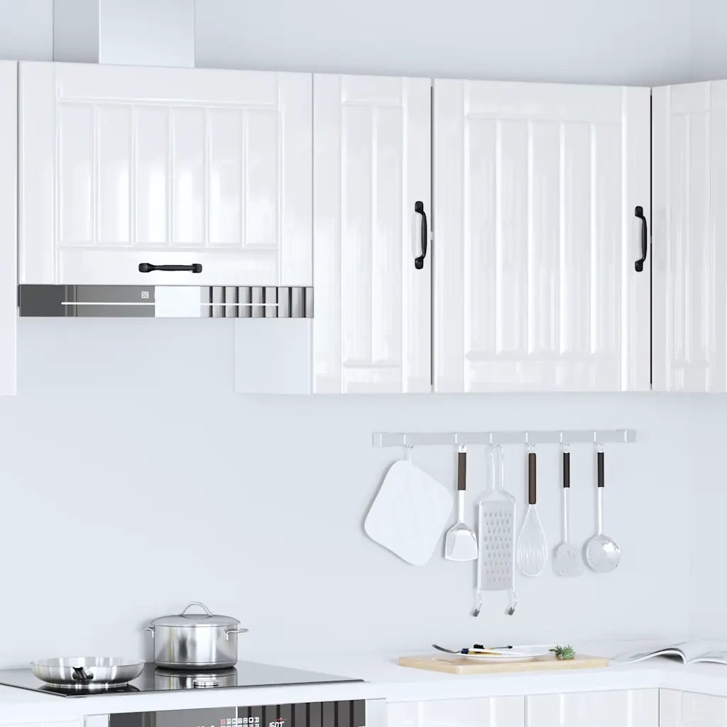 vidaXL Pensile da Cucina Lucca Bianco Lucido in Legno Multistrato