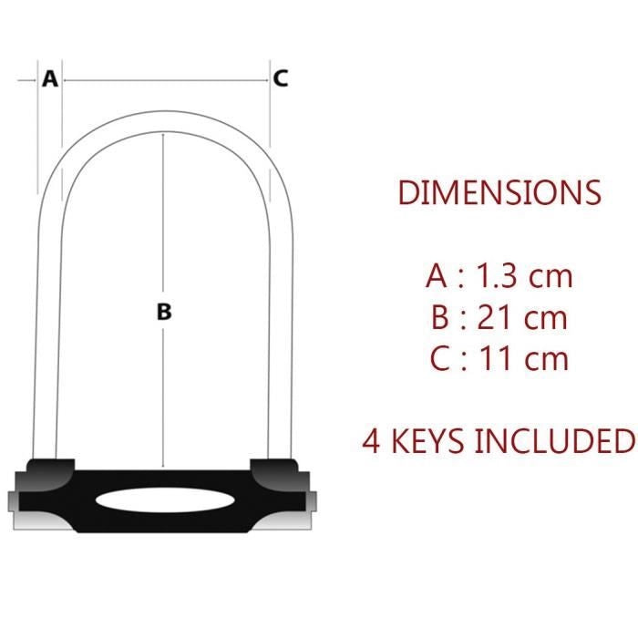MASTER LOCK U Lucchetto per bici [Con chiave] [Portabici universale] [Lucchetto certificato] [Rosso] 8195EURDPROCOLR