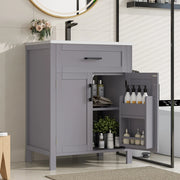 Mobile bagno freestanding con lavabo in ceramica, 60 x 46 x 84,8 cm, grigio