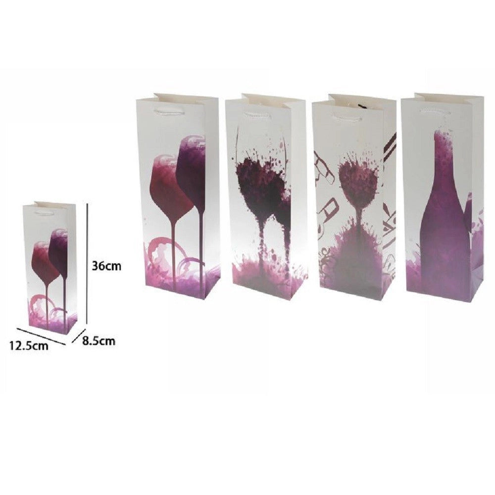 Trade Shop - Set 3 Buste Regalo Sacchetto Bottiglie Vino 36x12.5x8.5 Cm 69897 Varie Fantasie -