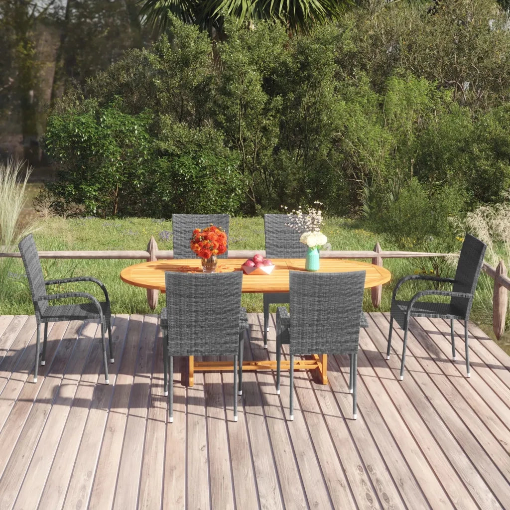 Set Mobili da Pranzo Giardino 7 pz in Polyrattan Grigio 3070759