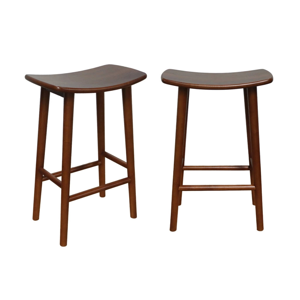 Set di 2 sgabelli da bar vintage in legno di hevea , noce
