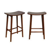 Set di 2 sgabelli da bar vintage in legno di hevea , noce
