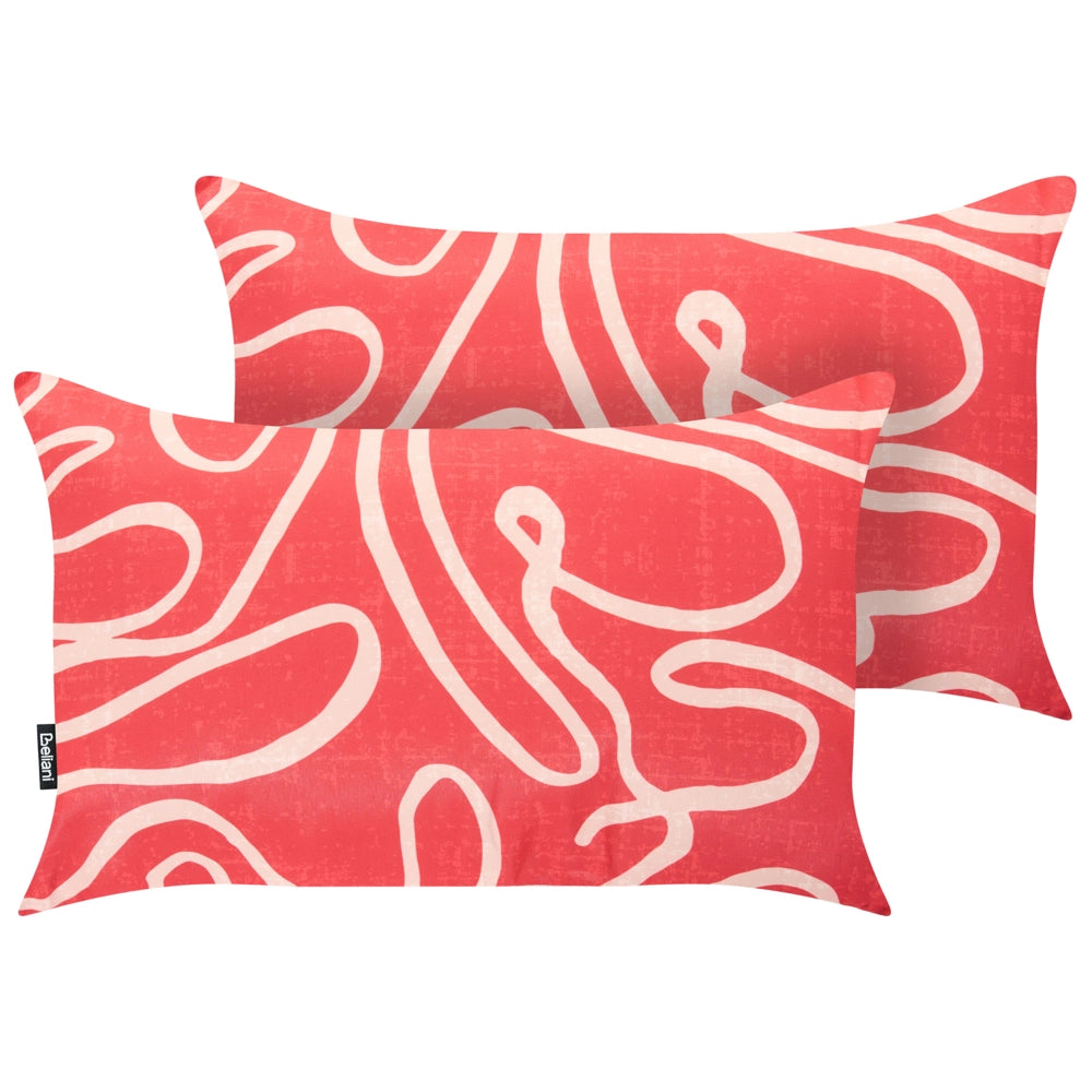 Set di 3 cuscini decorativi da esterno Motivo astratto rossa Stile moderno
