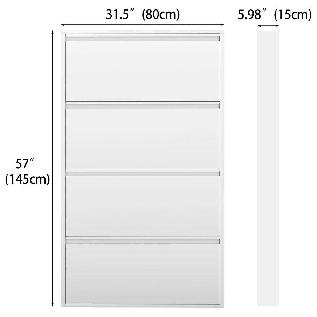 SCARPIERA A PARETE 89x45x13,5 cm Metallo Bianco con cassetti ribaltabili