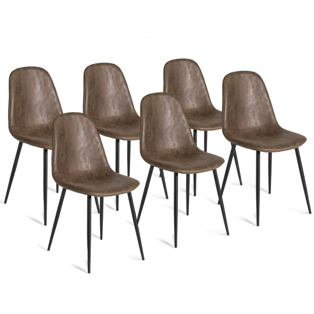 IDMarket - Set di 6 sedie vintage marrone DALI