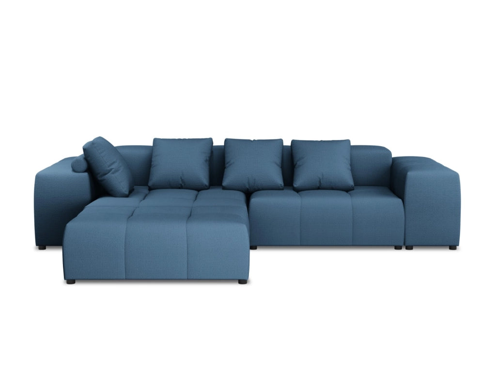 Cosmopolitan Design - Divano angolare modulare reversibile "Rome" 5 posti in tessuto strutturato blu scuro 