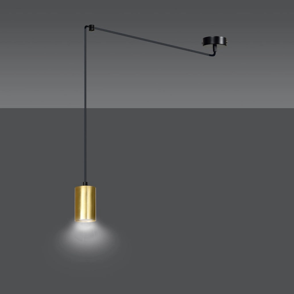 Lampada a sospensione TRAKER in acciaio nero e oro