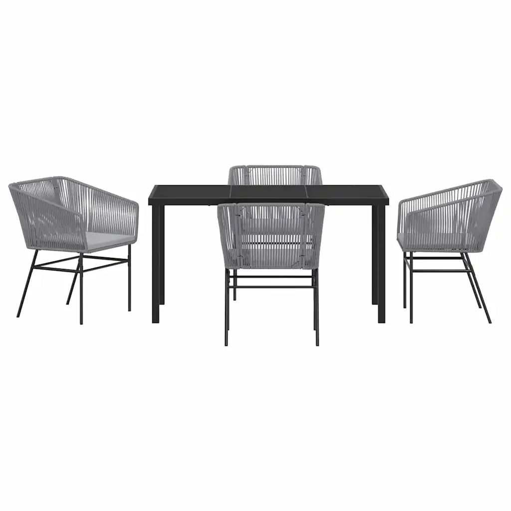 Set da Pranzo per Giardino con cuscino 5 pz | Set Salotto da Giardino Grigio