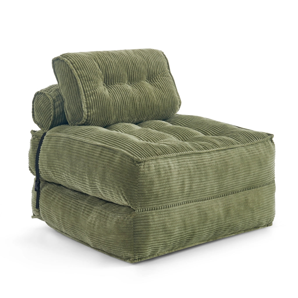 Poltrona Letto Pieghevole 2 in 1 in Velluto a Coste ¨C MINIMAL ¨C Verde, Reclinabile