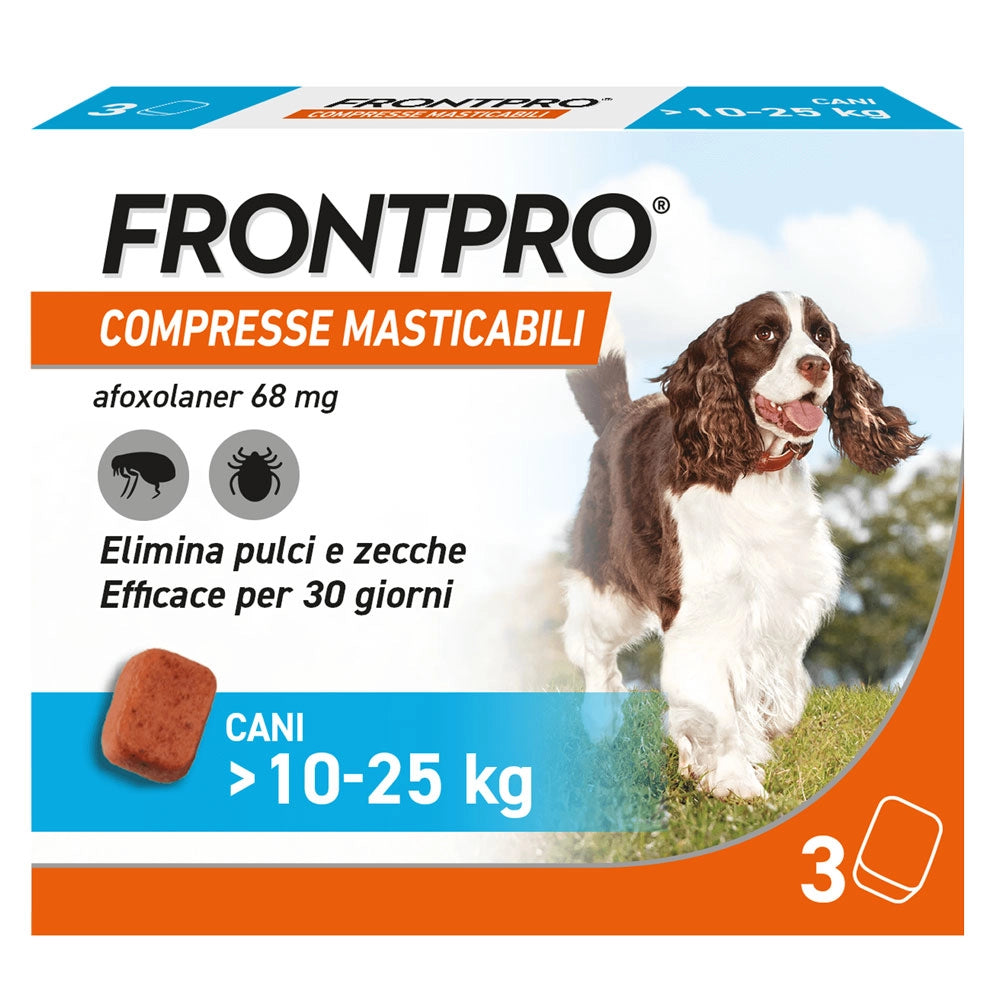 Compresse Antiparassitarie Masticabili Cani 10 Fino a 3 da 25 kg