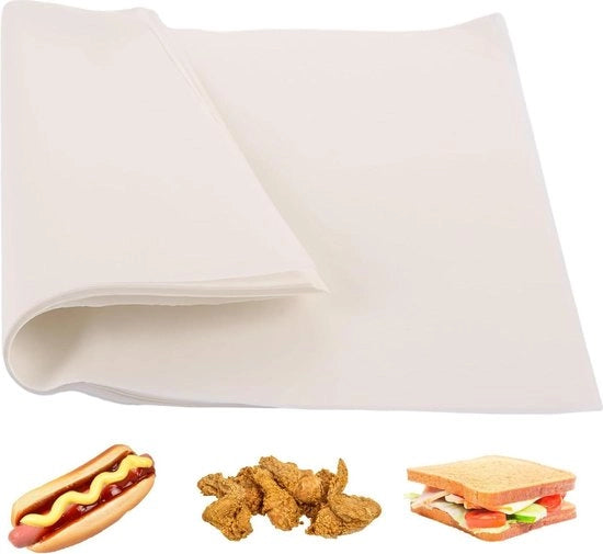 Piatto di carta per hamburger 500 pezzi 28 x 38 cm - impermeabile - resistente all'olio - carta per formaggi - carta per deli - carta per sandwich - anticongelante - per hamburger - per sandwich
