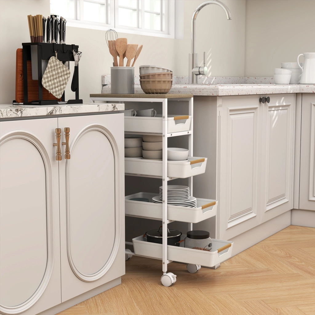 Carrello da cucina con cassetti ¨C zephmum ¨C Bianco