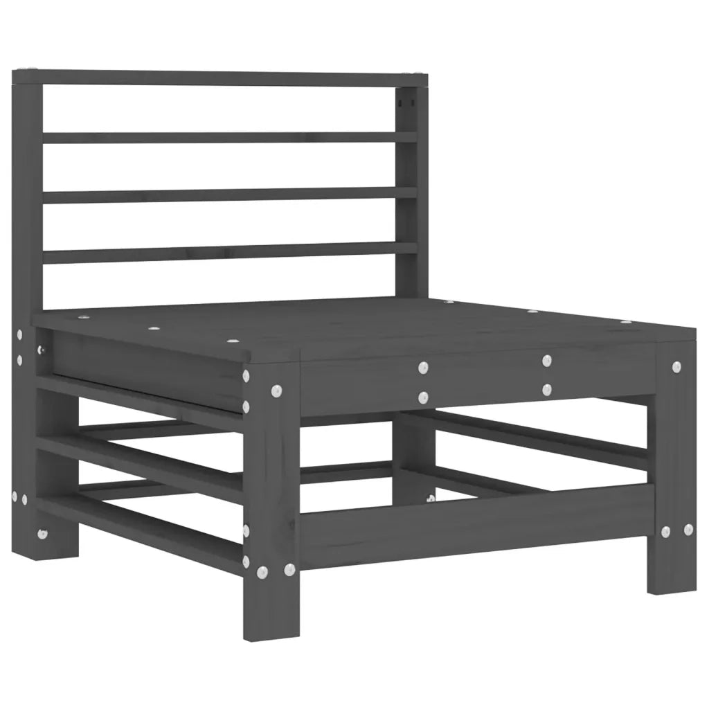 Divano Centrale con Cuscini-Sofa Modulare-Divanetto in Legno Massello di Pino Grigio 976223