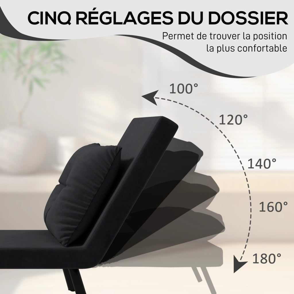 Poltrona letto singolo ¨C Minimal ¨C imbottita in velluto nero con legno