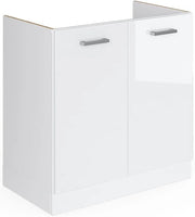 Mobile lavello cucina R-Line, Bianco lucido, 80 cm senza piano di lavoro, per la libera combinazione all'interno di sistemi cucina modulari