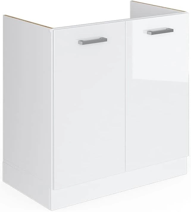 Mobile lavello cucina R-Line, Bianco lucido, 80 cm senza piano di lavoro, per la libera combinazione all'interno di sistemi cucina modulari
