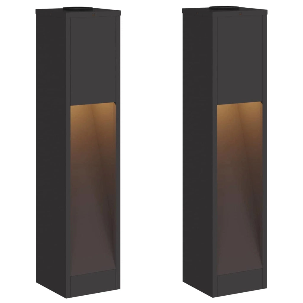 Set di 2 lampade solari a LED autoportanti per vialetti 18 x 18 x 80 cm design moderno acciaio nero 02_0052531