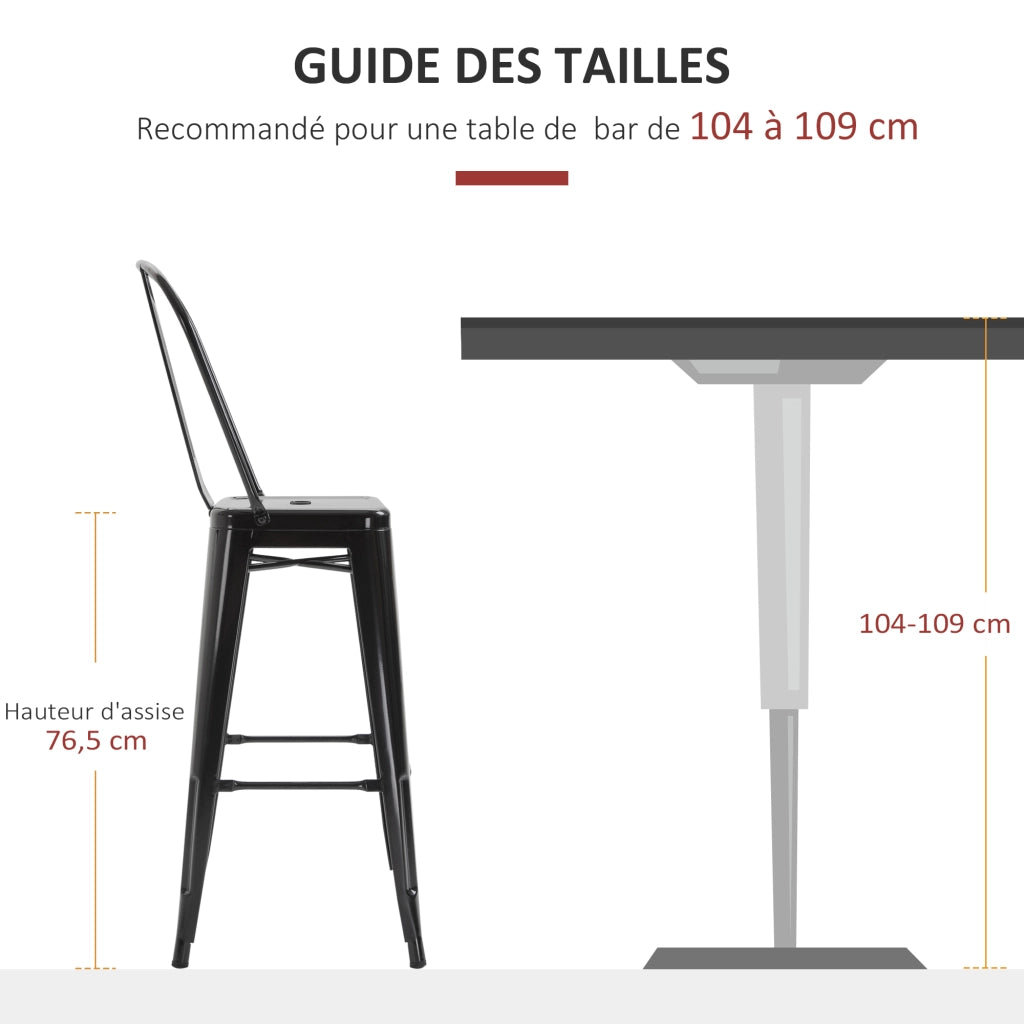 Sgabello da bar impilabile ¨C Minimal ¨C nero, metallo, 76 cm