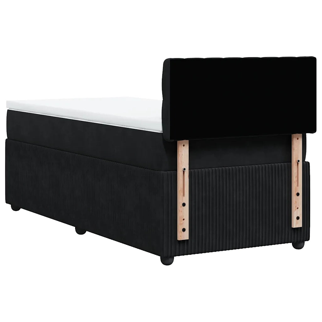 Giroletto a Molle con Materasso Nero 90x200 cm in Velluto