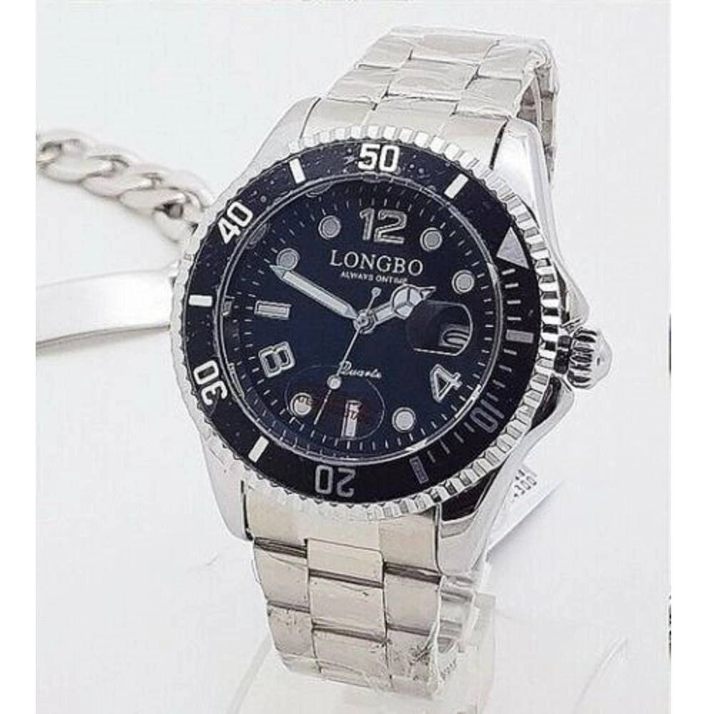 Trade Shop - Orologio Polso Longbo 80430g Uomo Quarzo Data Impermeabile Elegante Silver Nero -