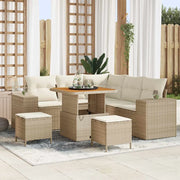 Set Divano da Giardino con cuscino 8 pcs Beige e Crema