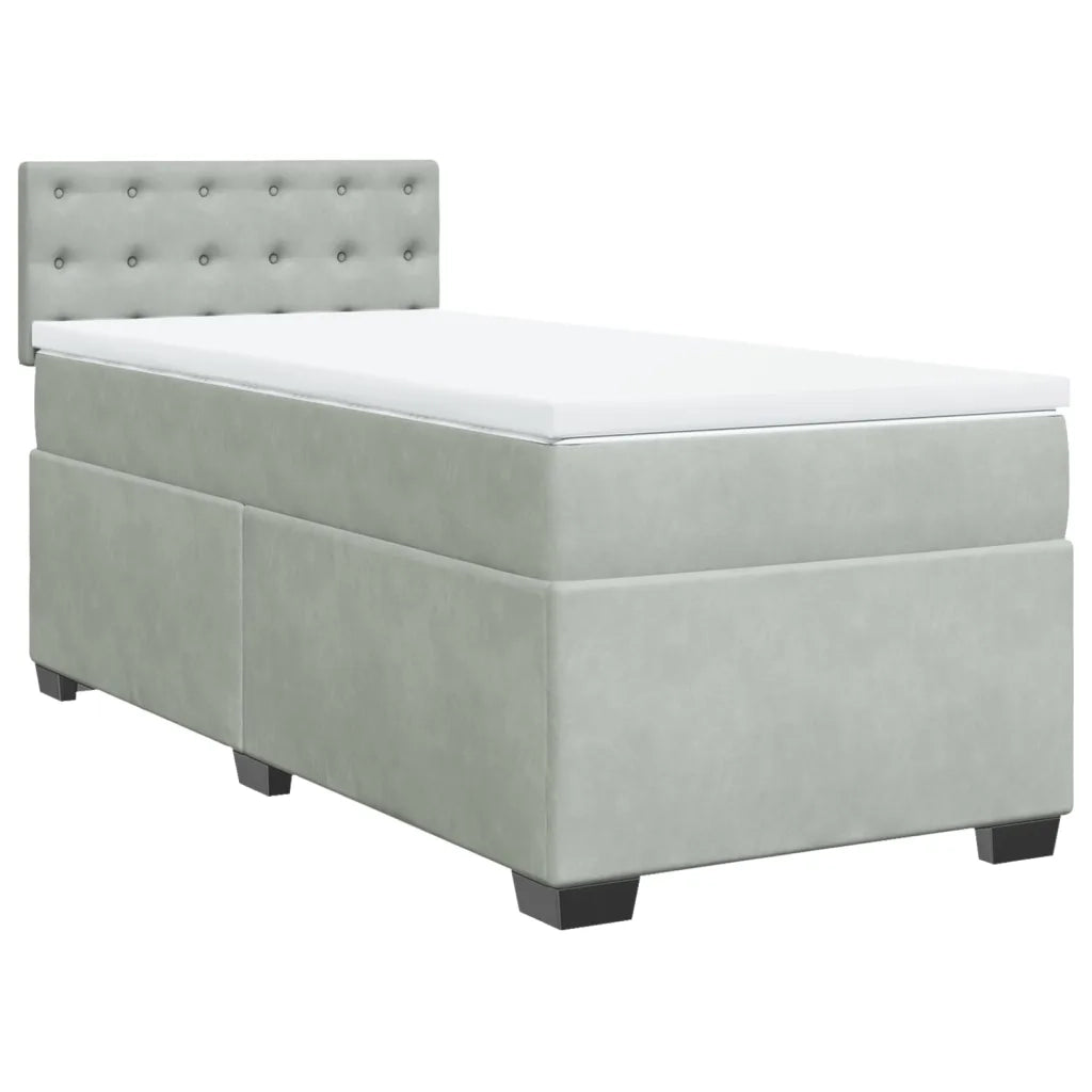 Giroletto a Molle con Materasso Grigio Chiaro 90x200 cm Velluto 3288510