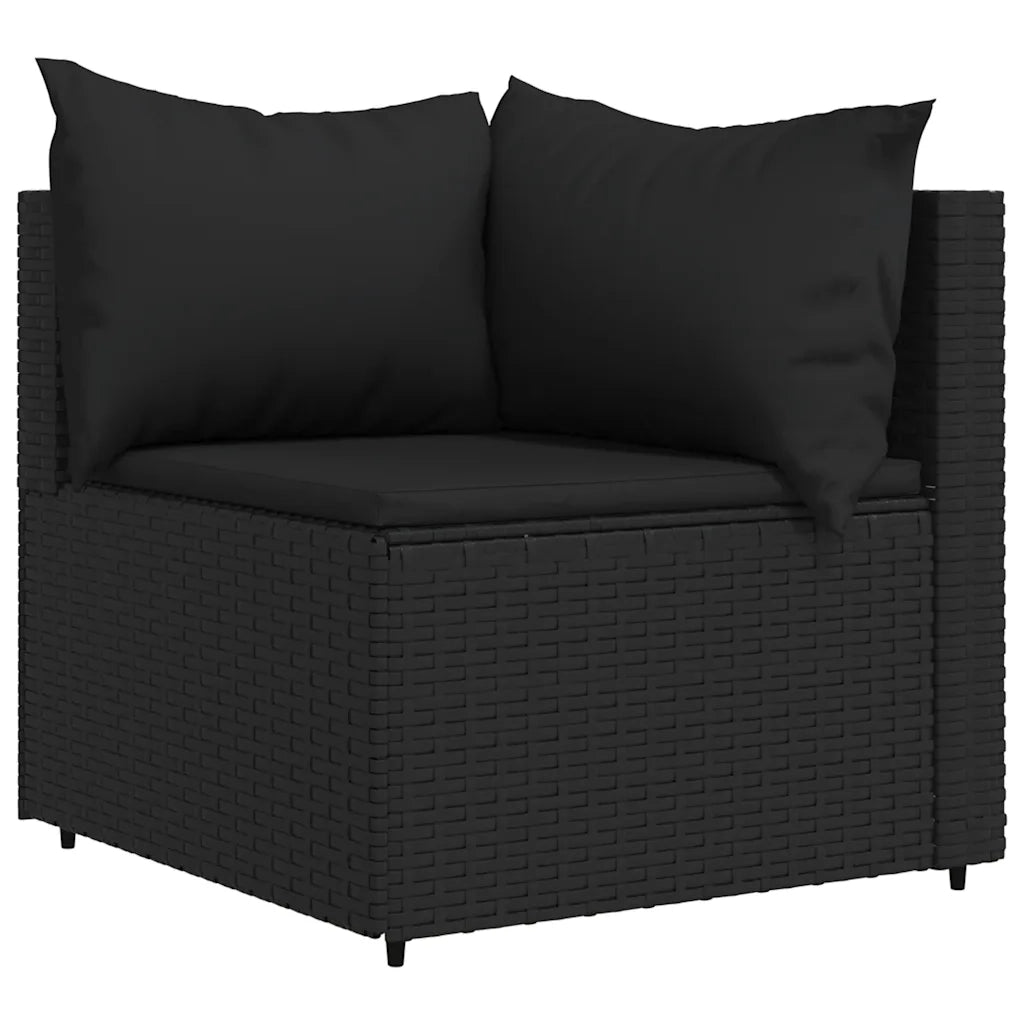 Set Divani da Giardino 3 pz con Cuscini Nero in Polyrattan 319779