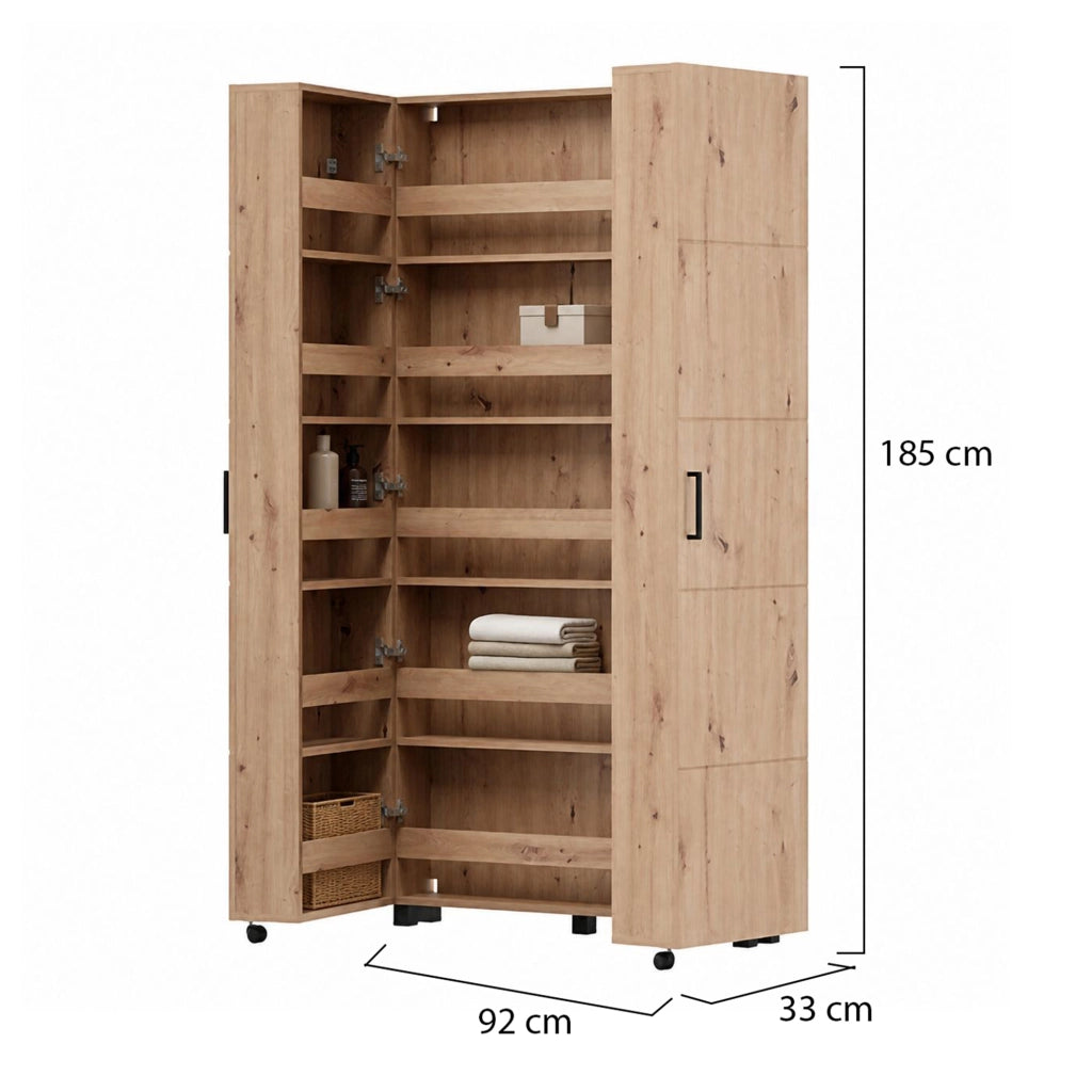 Mobile Portascarpe Bled, Scarpiera 15 Ripiani, 92x33x185h cm Marrone Rovere Nodi