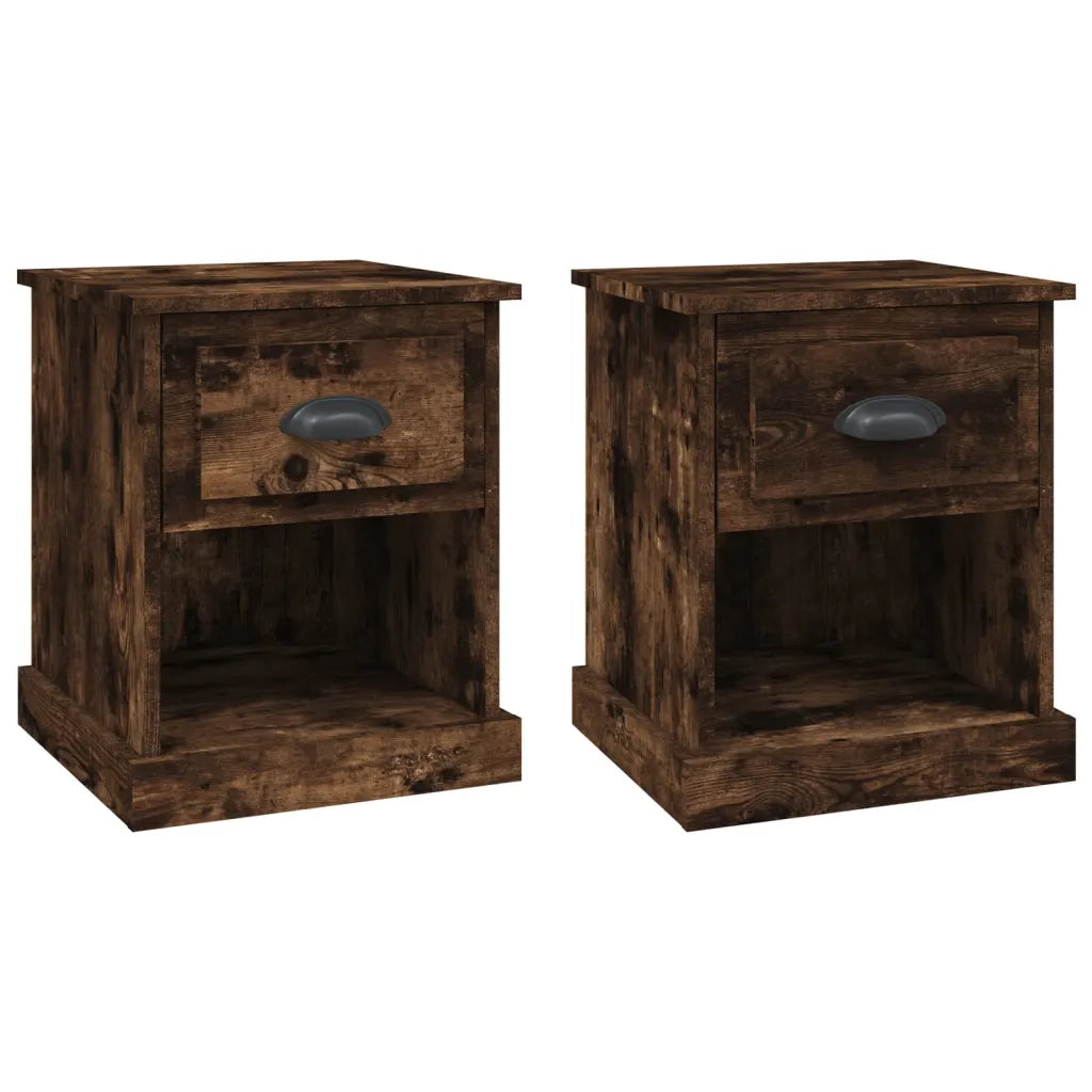 Comodini 2 pz-Set di 2 Tavolino da notte Rovere Fumo 39x39x47,5 cm in Legno Multistrato 787352