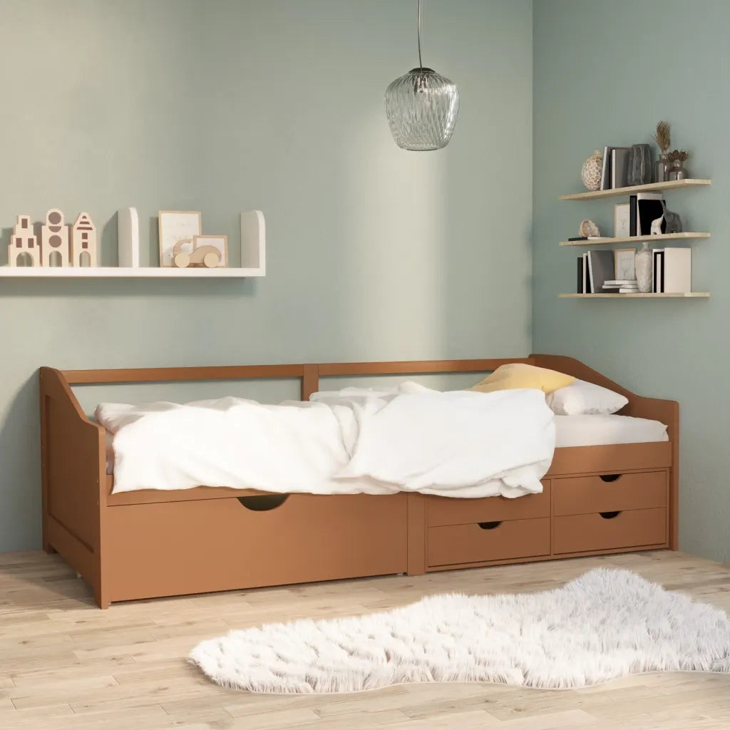 Divano letto | Sof¨¤ letto | Letto singolo 3 Posti senza Ambrato in Legno di Pino 90x200 cm