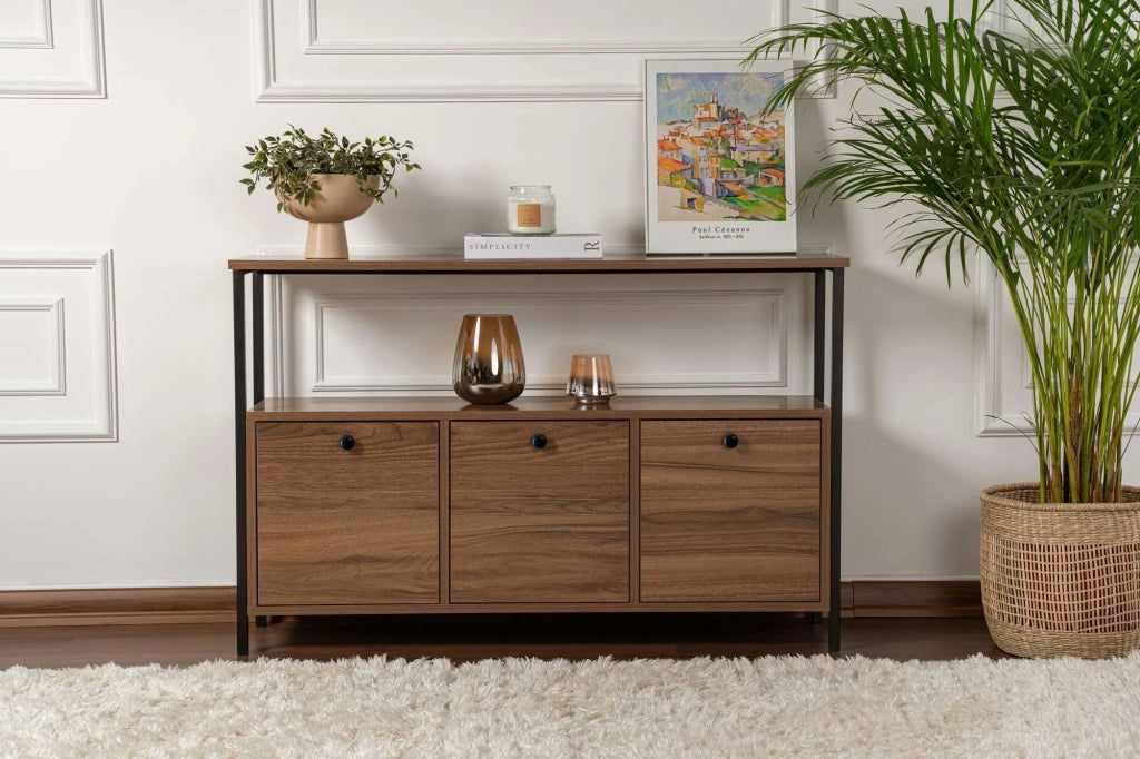 Credenza in legno "Solace" - 120 x 30 x 77 cm - Marrone
