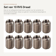 Inserti di raccordo in acciaio inossidabile 10 pezzi - autoalimentanti - raccordo interno M4x0,7 - raccordo esterno M6x1,0 - lunghezza 8mm