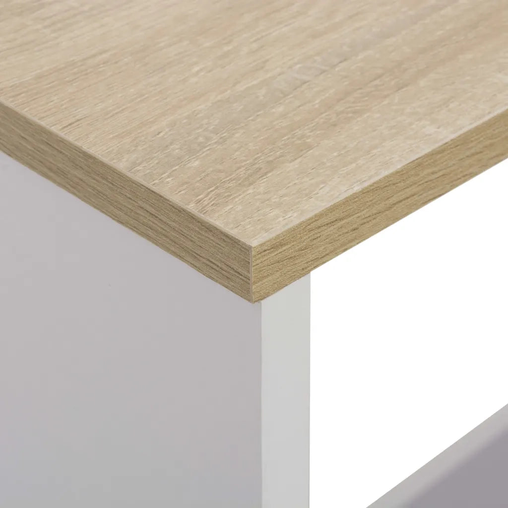 Tavolo da Bar a 2 Livelli Bianco e Rovere 130x40x120 cm cod mxl 77920