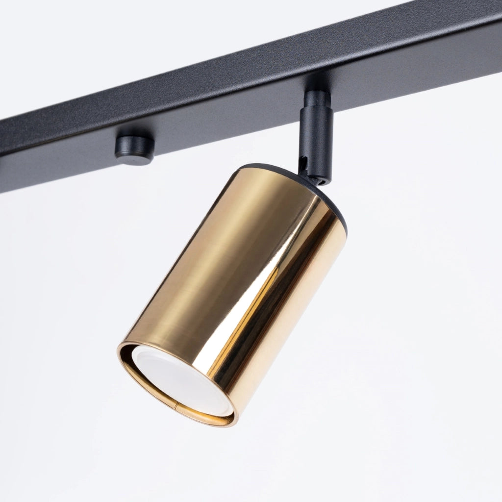 Lampada moderna in acciaio tubolare WINX Bittersweet Shimmer a 6 luci, nera e oro