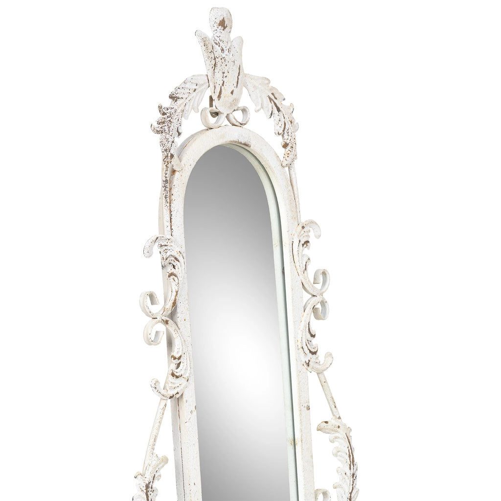 Specchio in legno e ferro bianco 41x2,5x128h cm