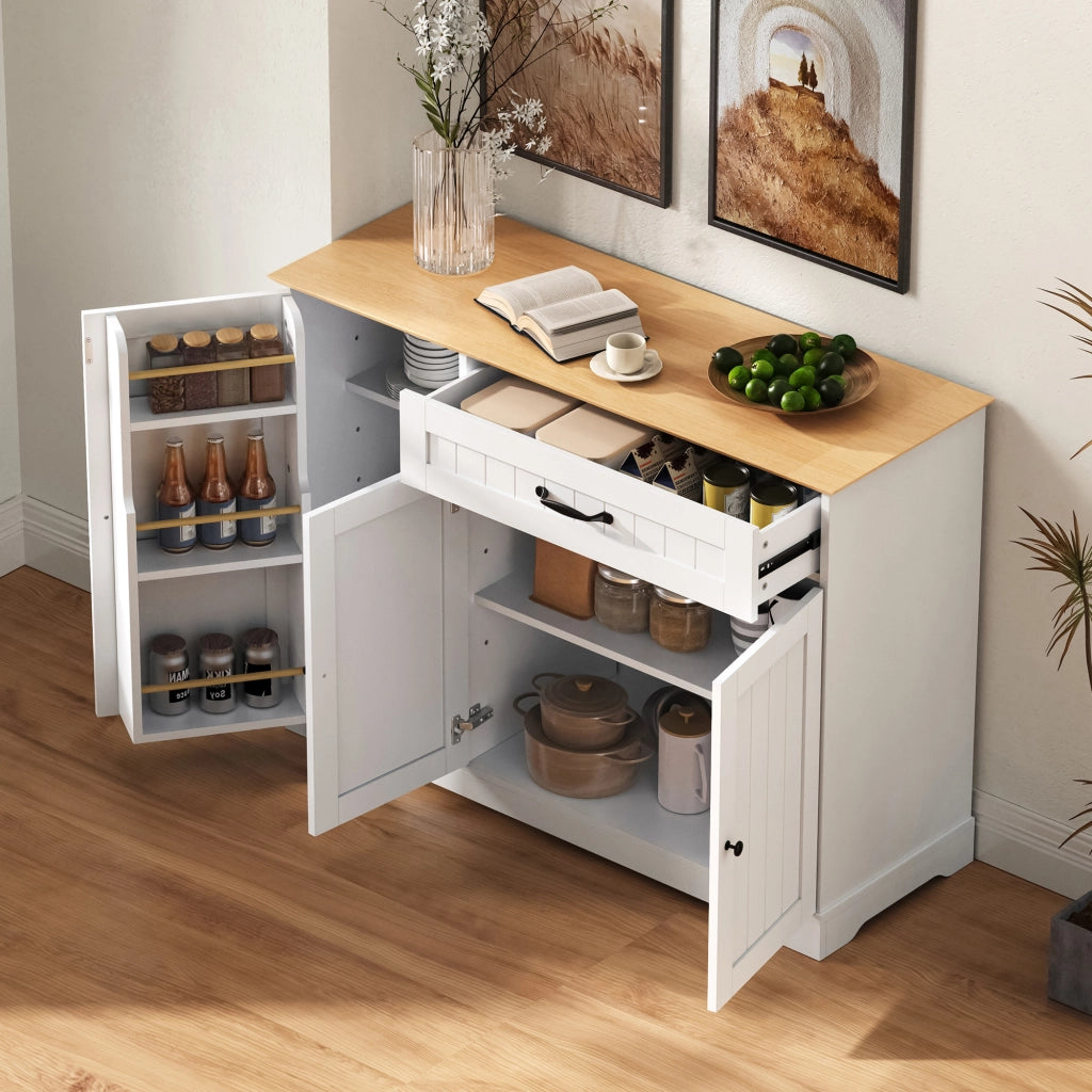 Credenza con 3 ante e 1 cassetto - per ingresso e soggiorno - in MDF - bianco naturale