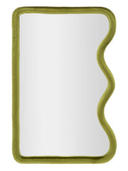 Specchio da Muro in Velluto Verde Design Elegante 60x4x90 cm