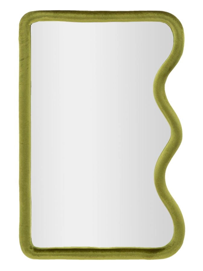 Specchio da Muro in Velluto Verde Design Elegante 60x4x90 cm