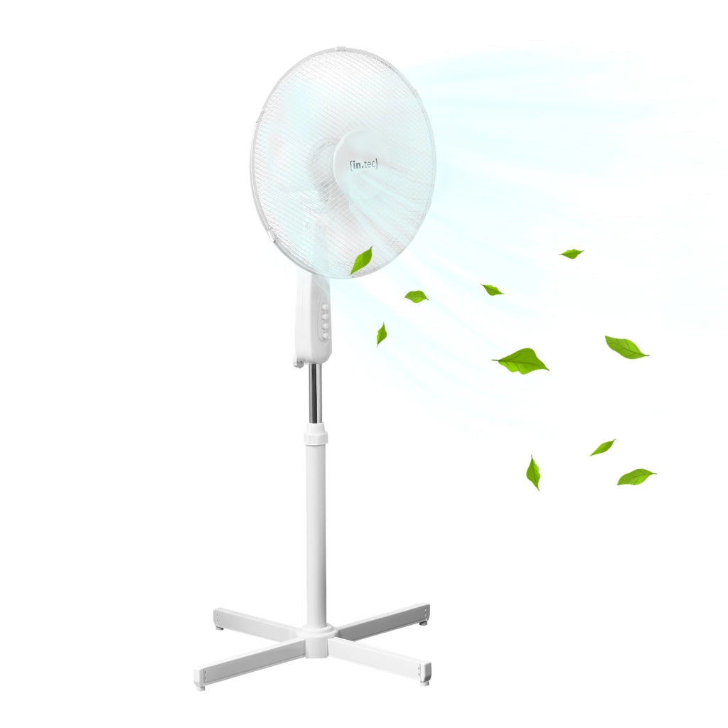 Ventilatore a Piantana con 3 Velocitá Altezza Regolabile max 120 cm Modalitá Oscillazione Motore 50W - Bianco