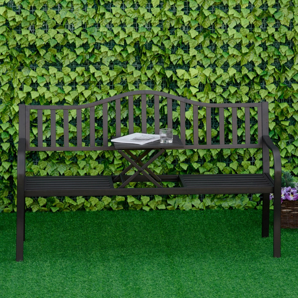 Panchina da giardino 2 posti con tavolo estraibile ¨C Minimal ¨C 150x58.5x90 cm nero