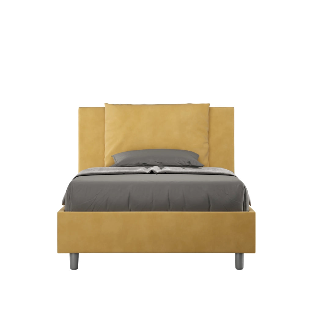BS COM Letto una piazza e mezza contenitore imbottito 110x190 microfibra ocra